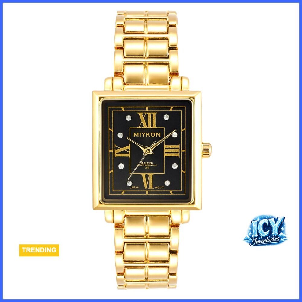 Small Square Face Women's Watch with Genuine Crystals, Japanese Quartz, - Picture 1 of 7
